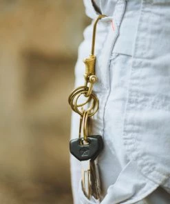 Smoky Sumi Brass Coil Fishhook Keychain All Apparel