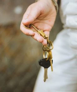 Smoky Sumi Brass Coil Fishhook Keychain All Apparel