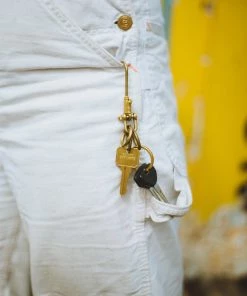 Smoky Sumi Brass Coil Fishhook Keychain All Apparel