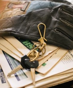 Smoky Sumi Brass Coil Fishhook Keychain All Apparel